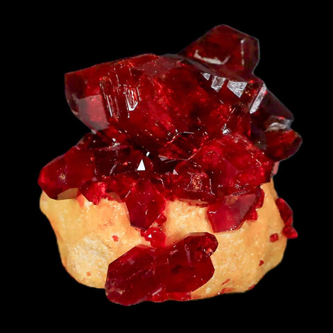 2.5" Stunning Red Pruskite Yellow Base Crystal Mineral Specimen From Poland - Fossil Age Minerals