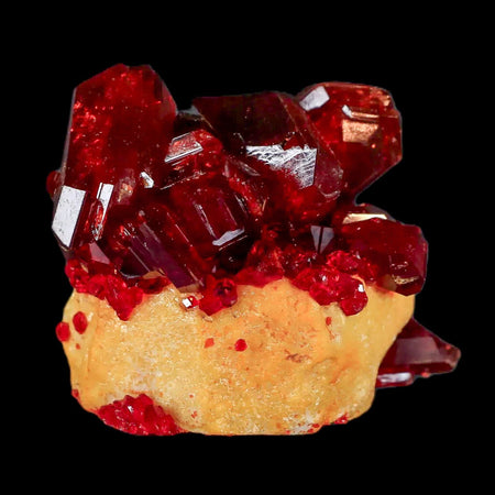 2.5" Stunning Red Pruskite Yellow Base Crystal Mineral Specimen From Poland