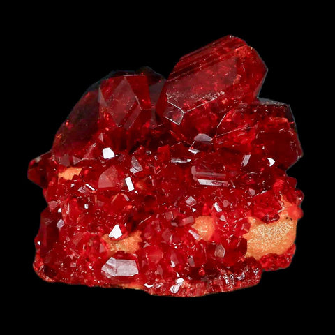 2.5" Stunning Red Pruskite Yellow Base Crystal Mineral Specimen From Poland - Fossil Age Minerals