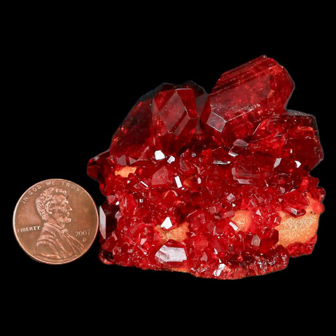 2.5" Stunning Red Pruskite Yellow Base Crystal Mineral Specimen From Poland - Fossil Age Minerals