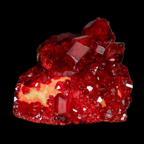 2.5" Stunning Red Pruskite Yellow Base Crystal Mineral Specimen From Poland - Fossil Age Minerals