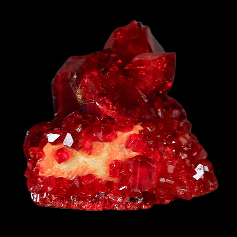 2.5" Stunning Red Pruskite Yellow Base Crystal Mineral Specimen From Poland - Fossil Age Minerals