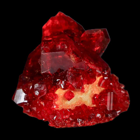 2.5" Stunning Red Pruskite Yellow Base Crystal Mineral Specimen From Poland - Fossil Age Minerals