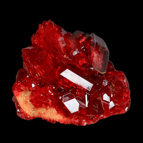 2.5" Stunning Red Pruskite Yellow Base Crystal Mineral Specimen From Poland - Fossil Age Minerals