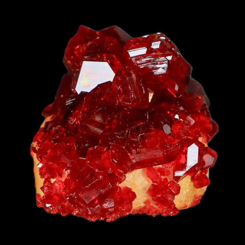 2.3" Stunning Red Pruskite Yellow Base Crystal Mineral Specimen From Poland - Fossil Age Minerals