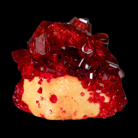 2.3" Stunning Red Pruskite Yellow Base Crystal Mineral Specimen From Poland - Fossil Age Minerals