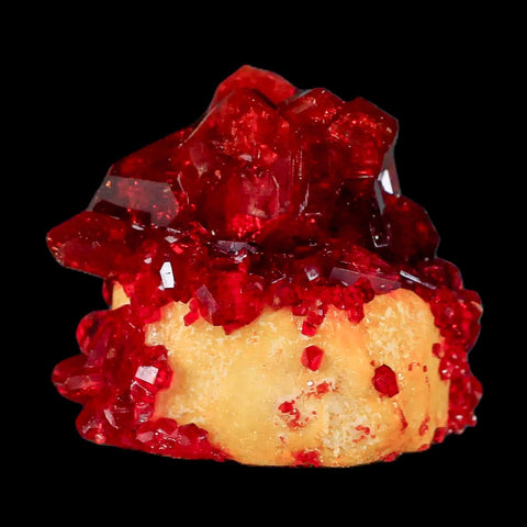 2.3" Stunning Red Pruskite Yellow Base Crystal Mineral Specimen From Poland - Fossil Age Minerals