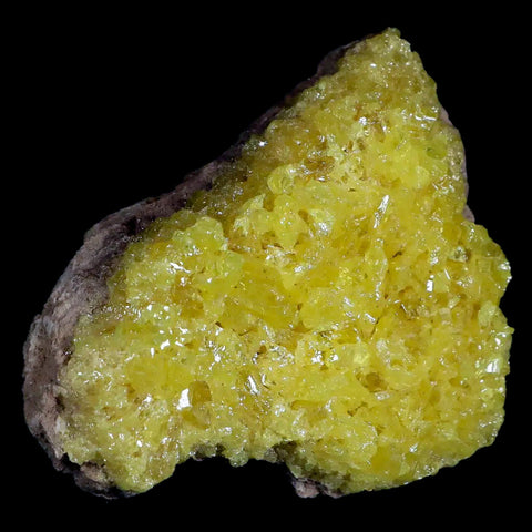 3.1" Rough Bright Yellow Sulfur Crystal Cluster On Matrix El Desierto Mine Bolivia - Fossil Age Minerals