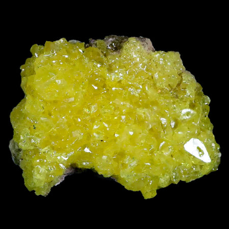 3.2" Rough Bright Yellow Sulfur Crystal Cluster On Matrix El Desierto Mine Bolivia
