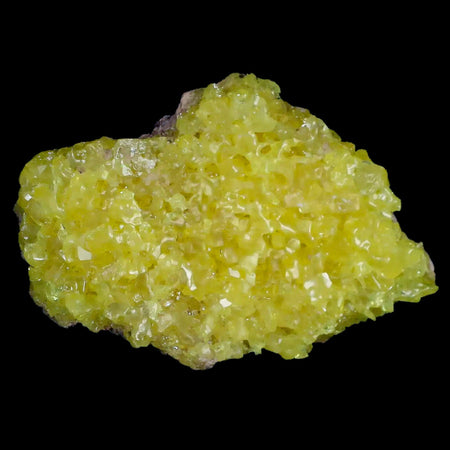 3" Rough Bright Yellow Sulfur Crystal Cluster On Matrix El Desierto Mine Bolivia