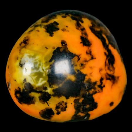 1.8" Polished Yellow Silk Banded Agate Chalcedony Mineral Palm Stone