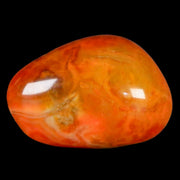 2" Polished Yellow Orange Silk Banded Agate Chalcedony Mineral Palm Stone