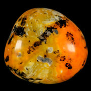 1.9" Polished Yellow Orange Silk Banded Agate Chalcedony Mineral Palm Stone