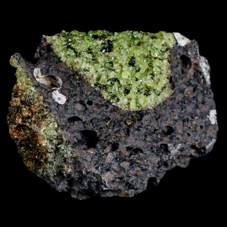 2.8" Emerald Peridot Crystals, Chrome Diopside And Spinel On Volcanic Rock Gila, AZ