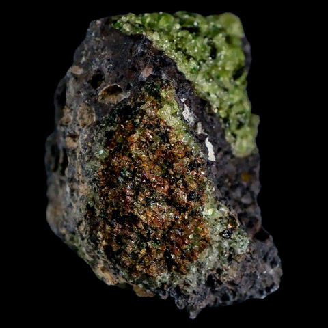 2.8" Emerald Peridot Crystals, Chrome Diopside And Spinel On Volcanic Rock Gila, AZ - Fossil Age Minerals