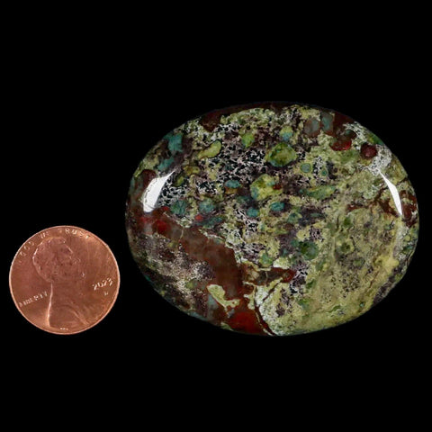 2" Polished Natural Dragon Blood Jasper Stone Worry Palm Stone Australia - Fossil Age Minerals