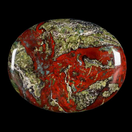 2" Polished Natural Dragon Blood Jasper Stone Worry Palm Stone Australia