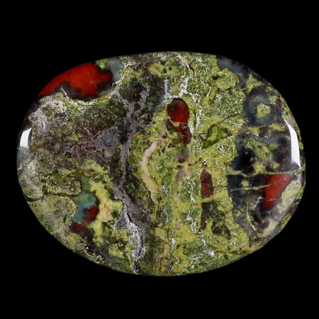 2" Polished Natural Dragon Blood Jasper Stone Worry Palm Stone Australia