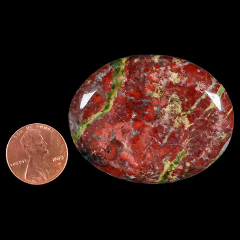 2" Polished Natural Dragon Blood Jasper Stone Worry Palm Stone Australia - Fossil Age Minerals