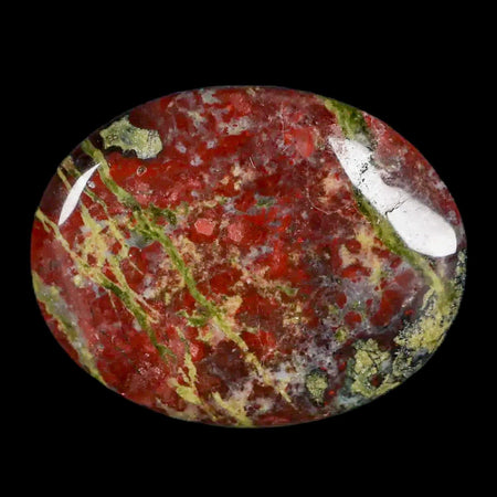 2" Polished Natural Dragon Blood Jasper Stone Worry Palm Stone Australia