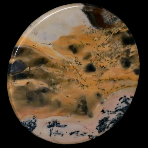 60MM Chinese Picture Jasper Mineral Specimen Round Polished Slab Liaoning, China - Fossil Age Minerals