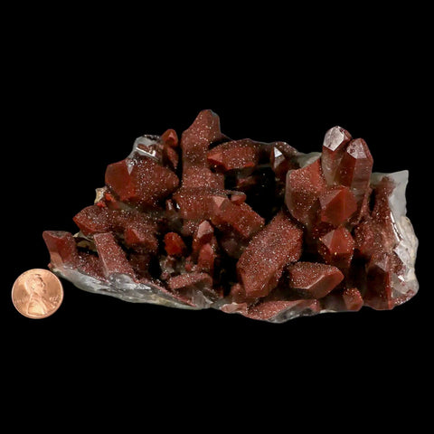 5.6" Natural Red Ferruginous Quartz Crystal Cluster Mineral Specimen Meknes Morocco - Fossil Age Minerals