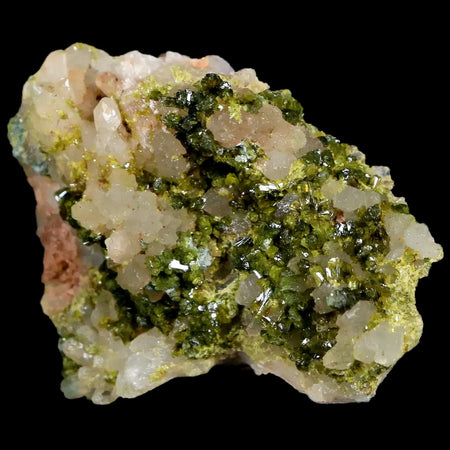 2" Rough Green Epidote Crystals On Quartz Cluster Specimen Imilchil, Morocco