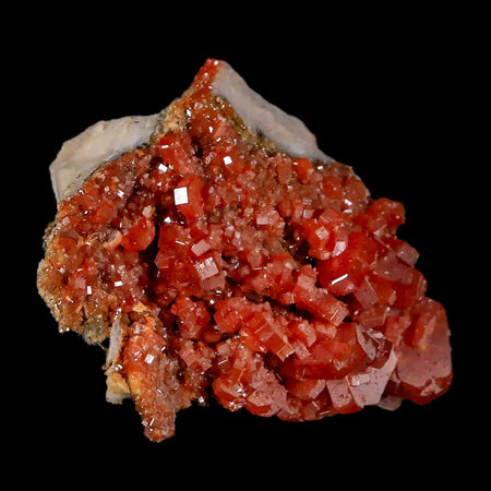 1.7" Sparkly Red Vanadinite Crystals White Barite Blades Mineral Mabladen Morocco