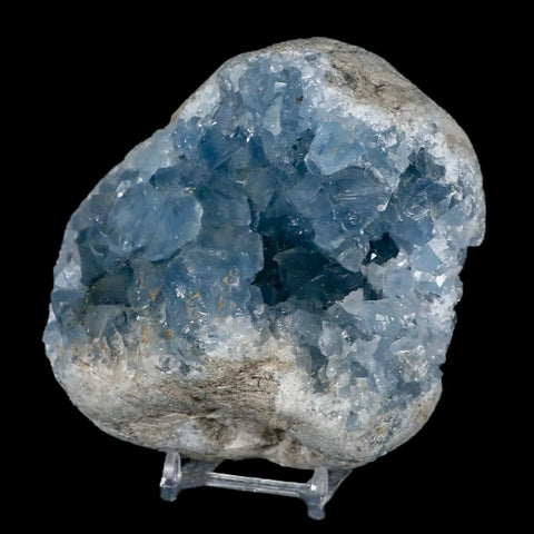 4.5" Sky Blue Rough Celestite Crystal Druzy Cluster Geode 3 LB 3.9 OZ Celestine - Fossil Age Minerals