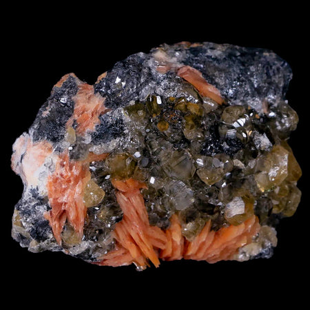 2.2" Sparkly Orange Barite Blades, Cerussite Crystals, Galena Crystal Mineral Morocco