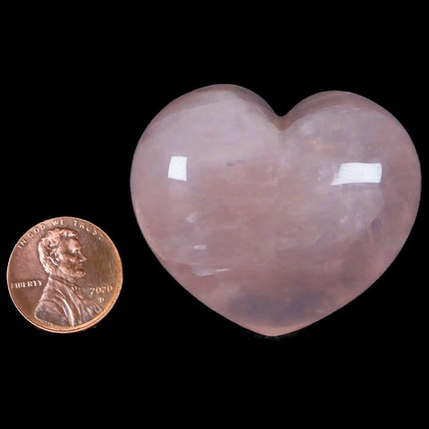 1.8" Natural Polished Pink Rose Quartz Heart Crystal Mineral Specimen - Fossil Age Minerals