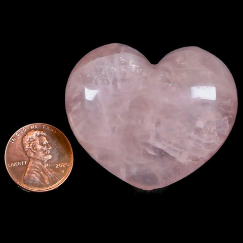 1.8" Natural Polished Pink Rose Quartz Heart Crystal Mineral Specimen - Fossil Age Minerals