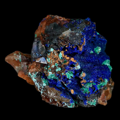 1.9" Azurite Crystals & Malachite On Crystal Mineral Specimen Tiznit Morocco - Fossil Age Minerals