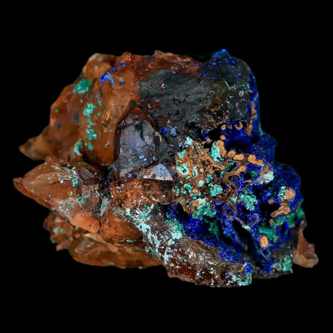 1.9" Azurite Crystals & Malachite On Crystal Mineral Specimen Tiznit Morocco - Fossil Age Minerals