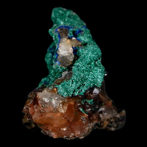 1.8" Malachite Crystals & Azurite On Crystal Mineral Specimen Tiznit Morocco - Fossil Age Minerals