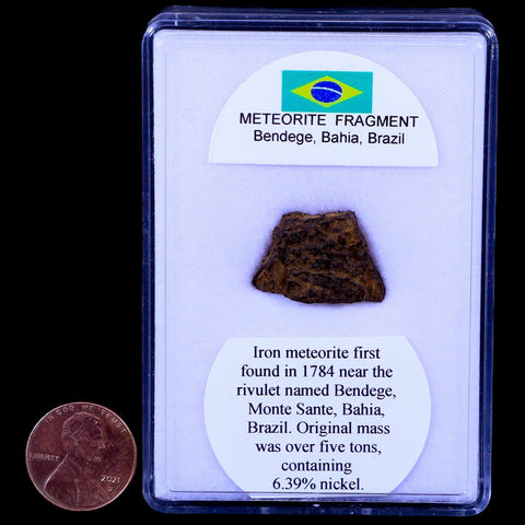 Bendege Meteorite Specimen Riker Display Bendege Bahia Brazil 4.1 Grams - Fossil Age Minerals