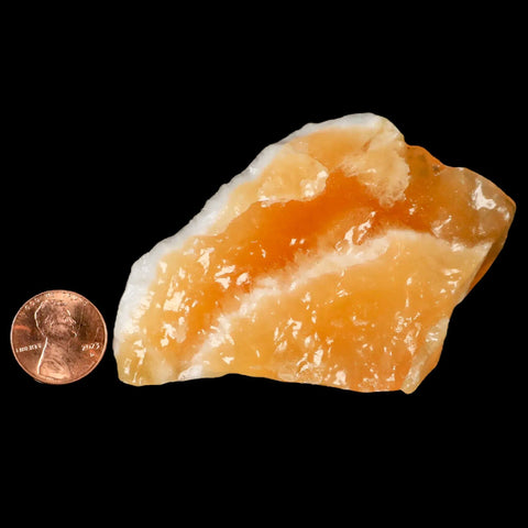 3.6" Natural Rough Orange Calcite Crystal Mineral Specimen Nuevo Leon Mexico - Fossil Age Minerals