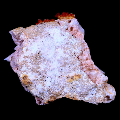 3.2" Sparkly Red Vanadinite Crystals On Orange Barite Blades Mineral Morocco - Fossil Age Minerals