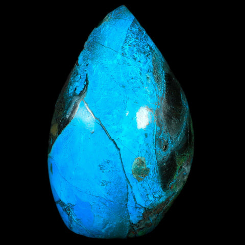3.7" Chrysocolla Polished Free Form Self Standing Blue And Teal Color Location Peru - Fossil Age Minerals