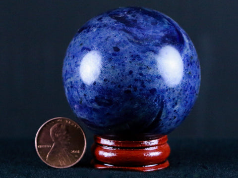 XL 51MM Natural Blue Polished Sodalite Crystal Sphere Ball Orb Mineral Healing Stand - Fossil Age Minerals