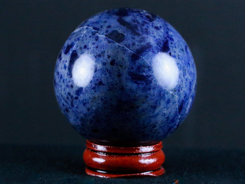 XL 51MM Natural Blue Polished Sodalite Crystal Sphere Ball Orb Mineral Healing Stand - Fossil Age Minerals