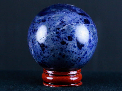 XL 51MM Natural Blue Polished Sodalite Crystal Sphere Ball Orb Mineral Healing Stand - Fossil Age Minerals