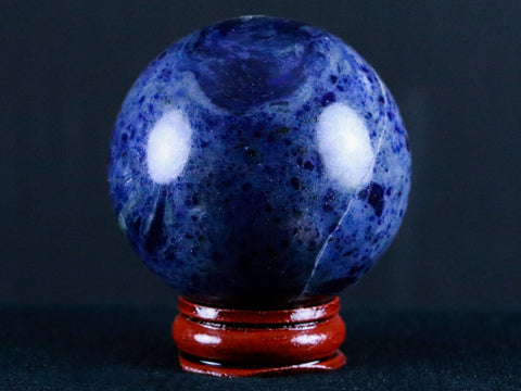 XL 51MM Natural Blue Polished Sodalite Crystal Sphere Ball Orb Mineral Healing Stand - Fossil Age Minerals